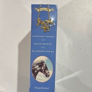 Gold Horse Trio Necklace with 3 Classic Horse Books